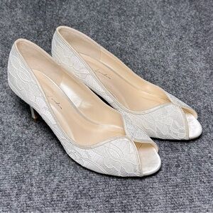 Paradox London Pink Peep Toe Pumps Ivory Champagne Size 7.5 Wedding